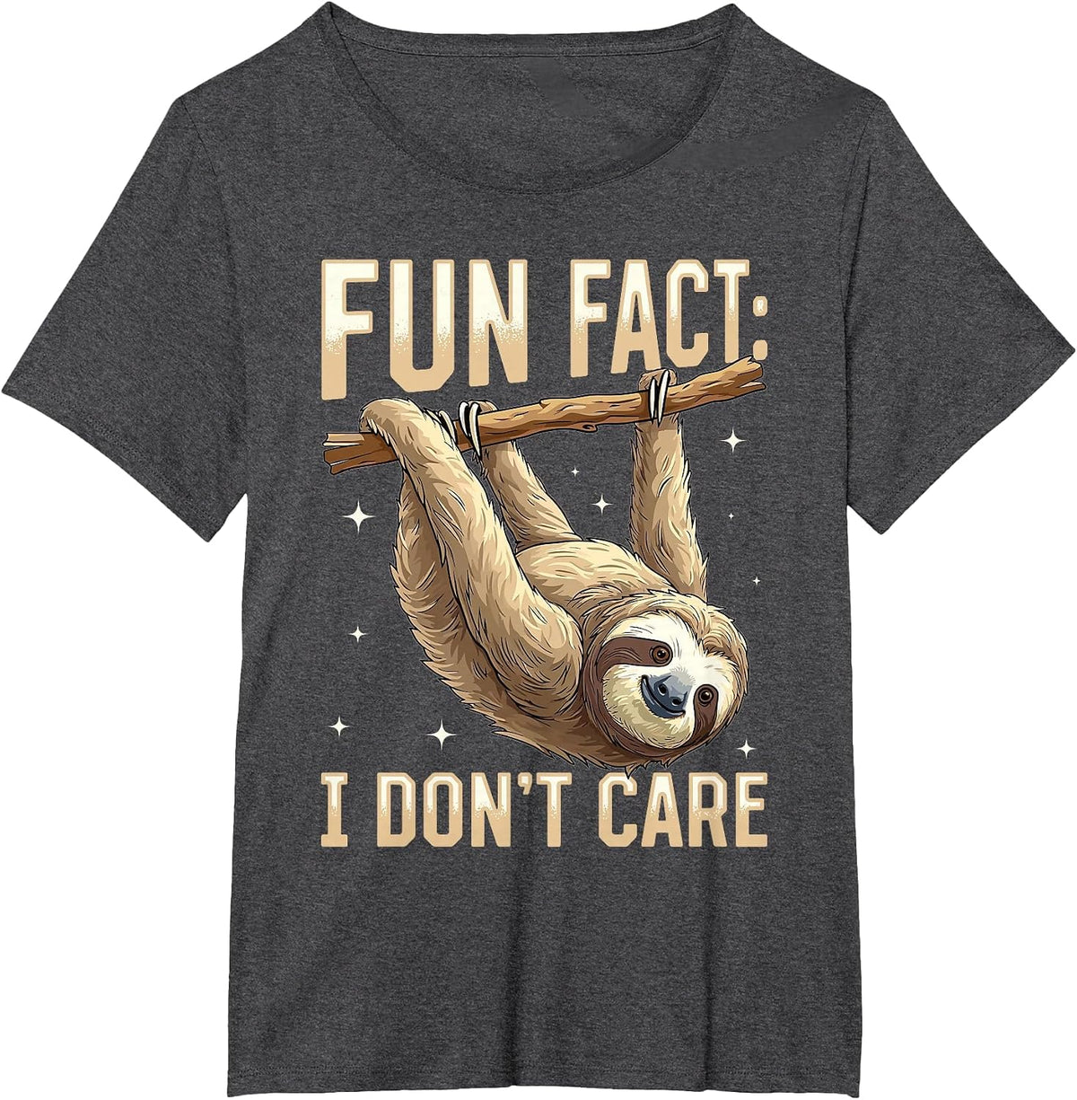 Funny Lazy Sloth Fun fact i Don't Care T-Shirt - Dark Heather Grey