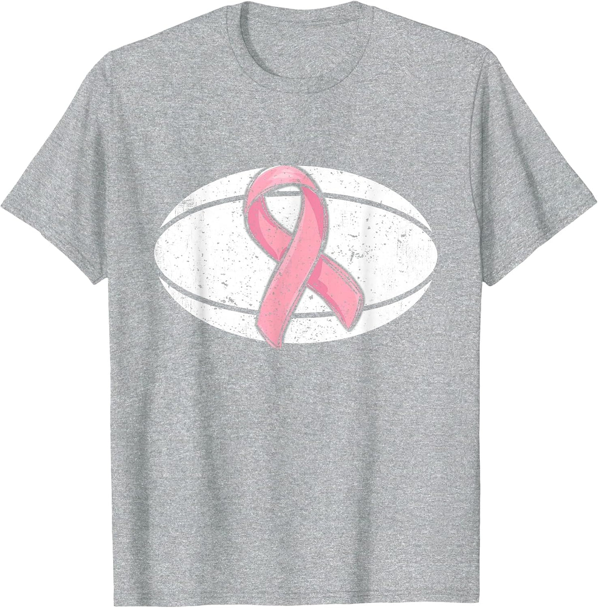 Rugby Pink Ribbon Breast Cancer Awareness Sport Lover T-Shirt - Heather Grey