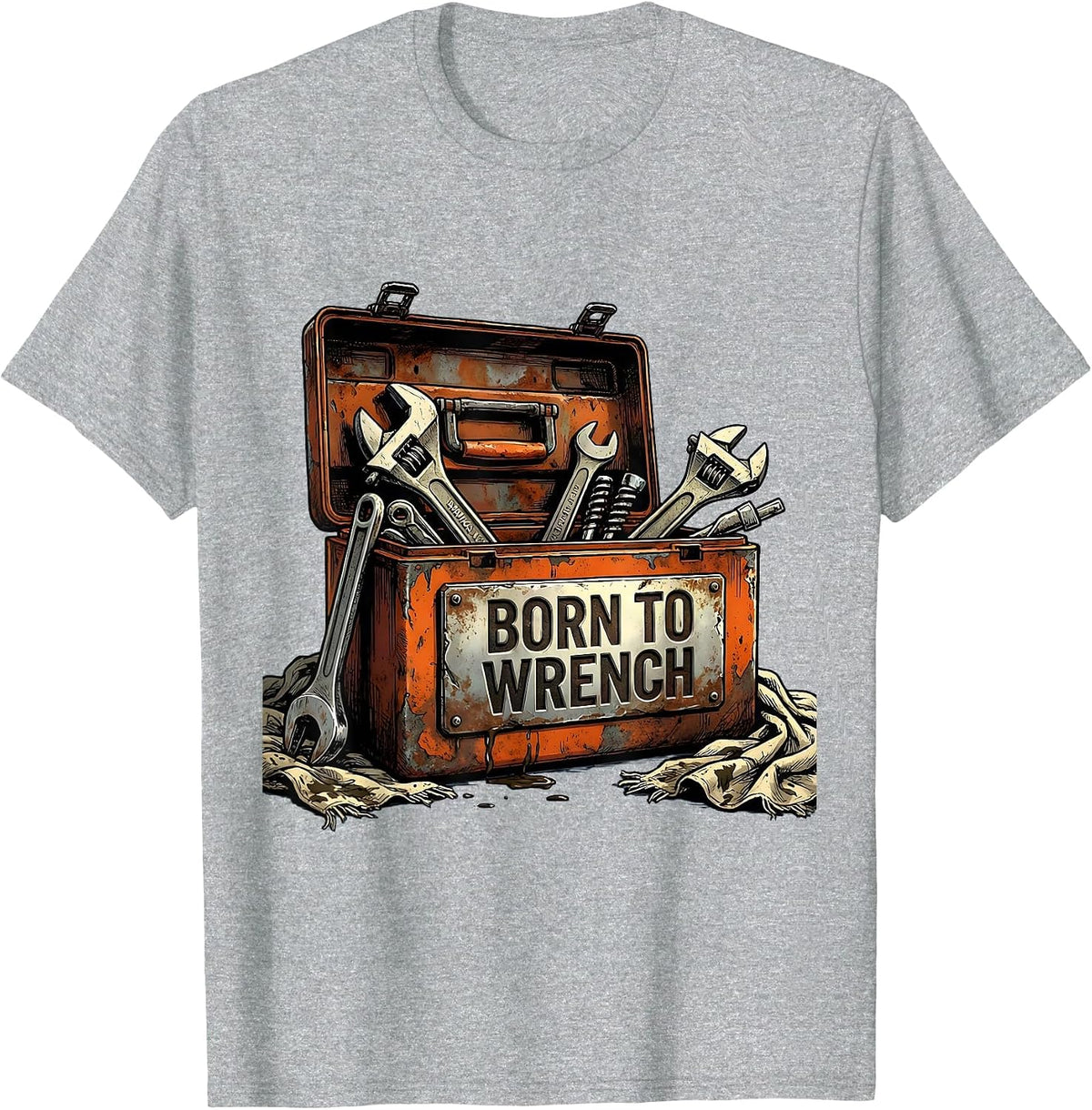 Men's Born to Wrench Mechanic Graphic Design T-Shirt - Heather Grey