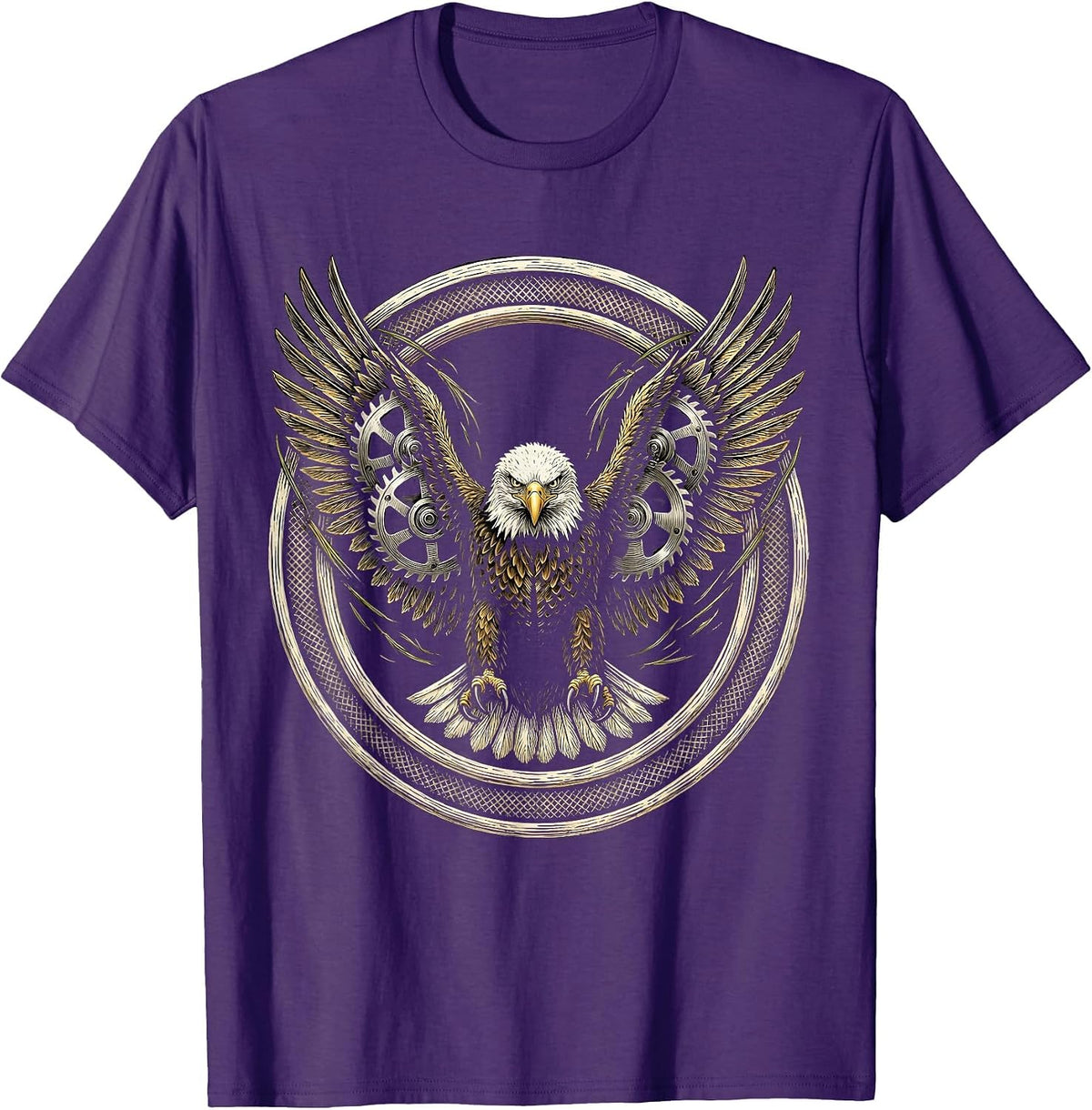 Men's Bald Eagle Lawn Mower Blades Wings Funny Mowing T-Shirt - Purple