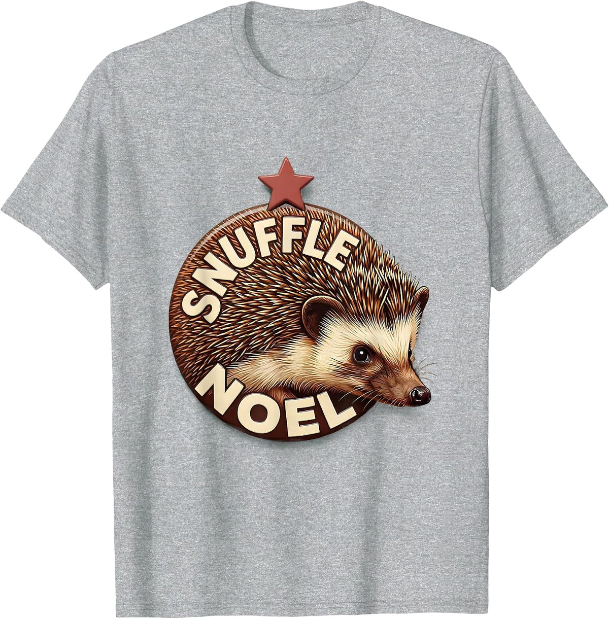 Men's Snuffle Noel Cute Hedgehog Christmas Humor Gift T-Shirt - Heather Grey
