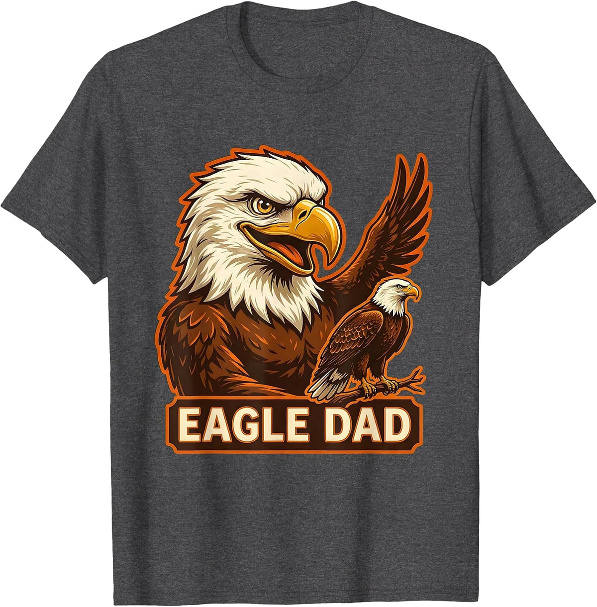 Men's Eagle Dad Retro Advertising Mascot Wildlife Lover Pride Kids T-Shirt - Dark Heather Grey