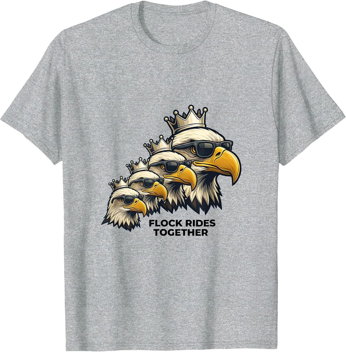 Men's FLOCK RIDES TOGETHER Eagle Mascot Sunglasses Eagle Fan T-Shirt - Heather Grey