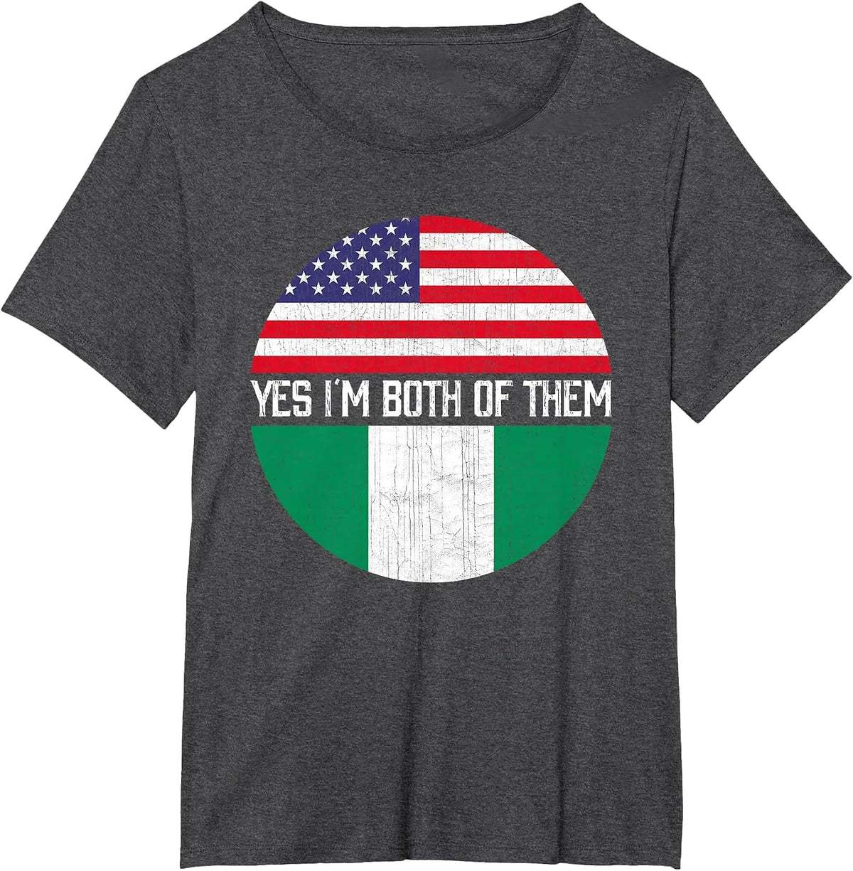 Half American Half Nigerian USA Flag Family Heritage T-Shirt - Dark Heather Grey
