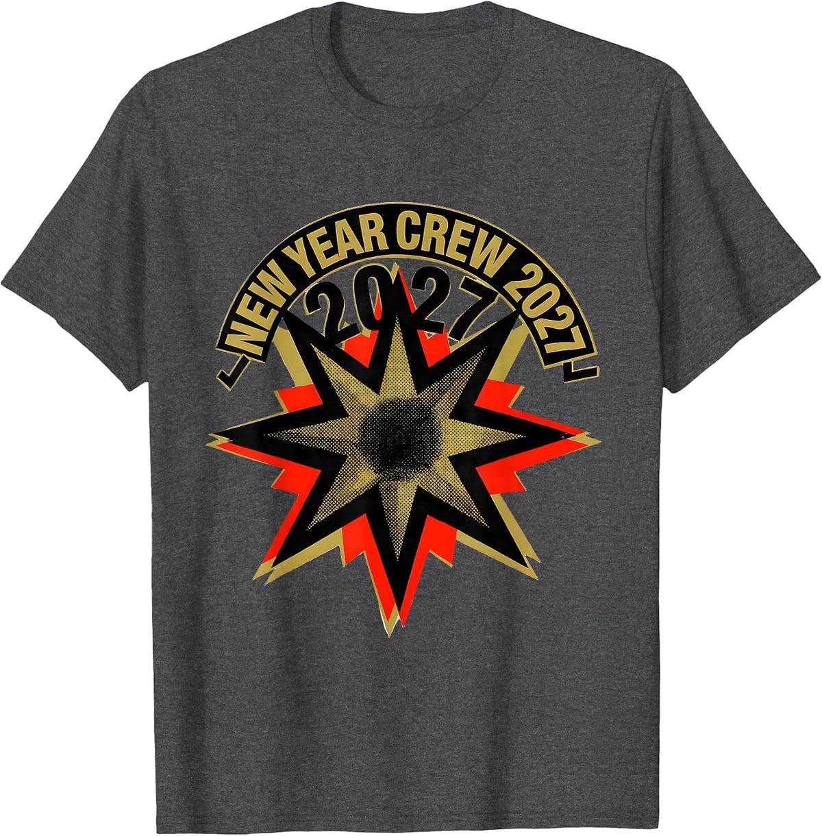 Men's New Year Crew 2027 Screenprint Party Family Matching T-Shirt - Dark Heather Grey