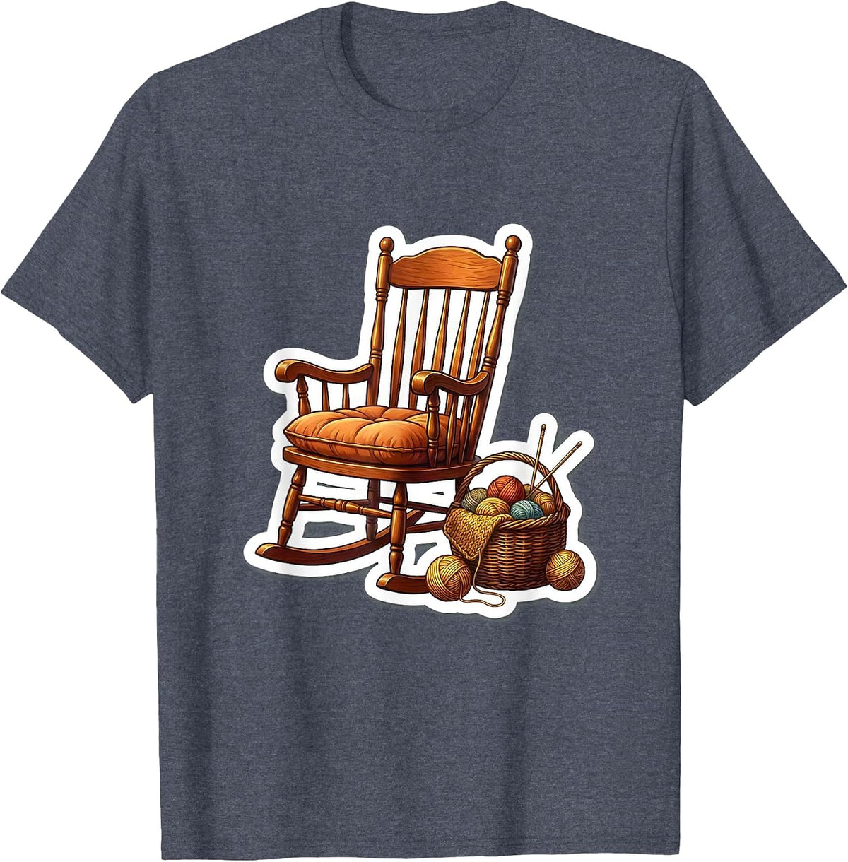Cozy Rocking Chair Knitting Basket Mama Design T-Shirt - Heather Blue