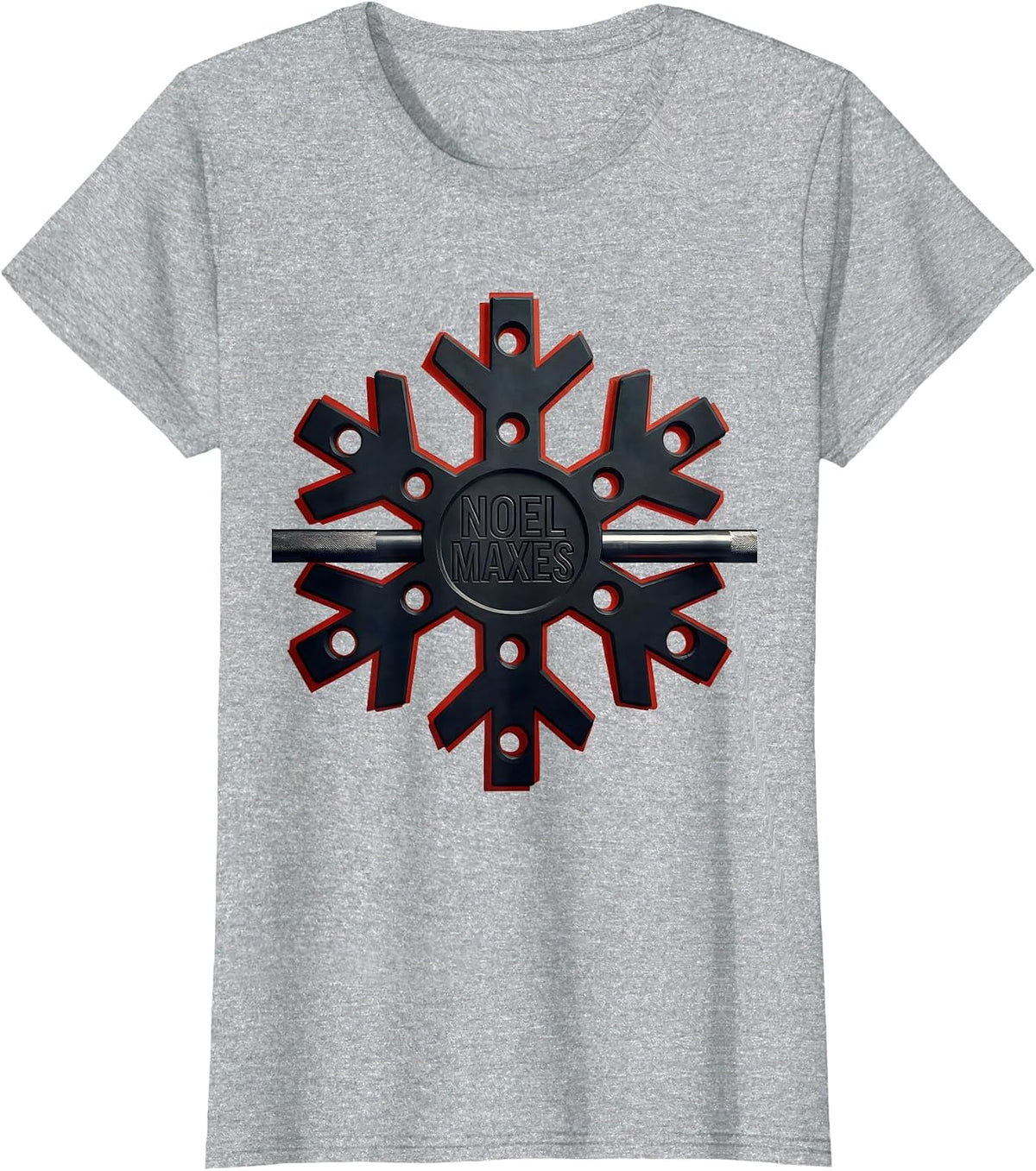 Women's Noel Maxes Funny Christmas Gym Bodybuilder Weightlifting T-Shirt - Heather Grey