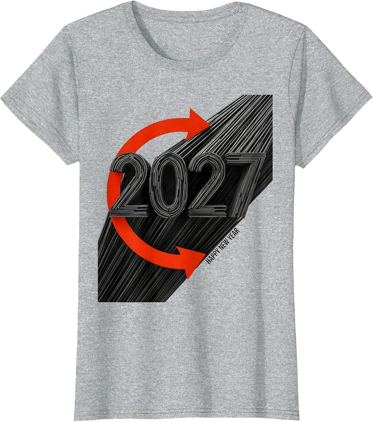 Happy New Year 2027 Constructivist Party Host Keepsake T-Shirt - Heather Grey