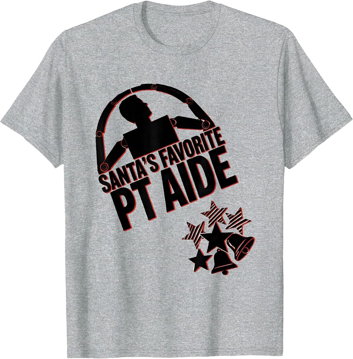 Men's Santa's Favorite PT Aide Funny Physical Therapist Christmas T-Shirt - Heather Grey