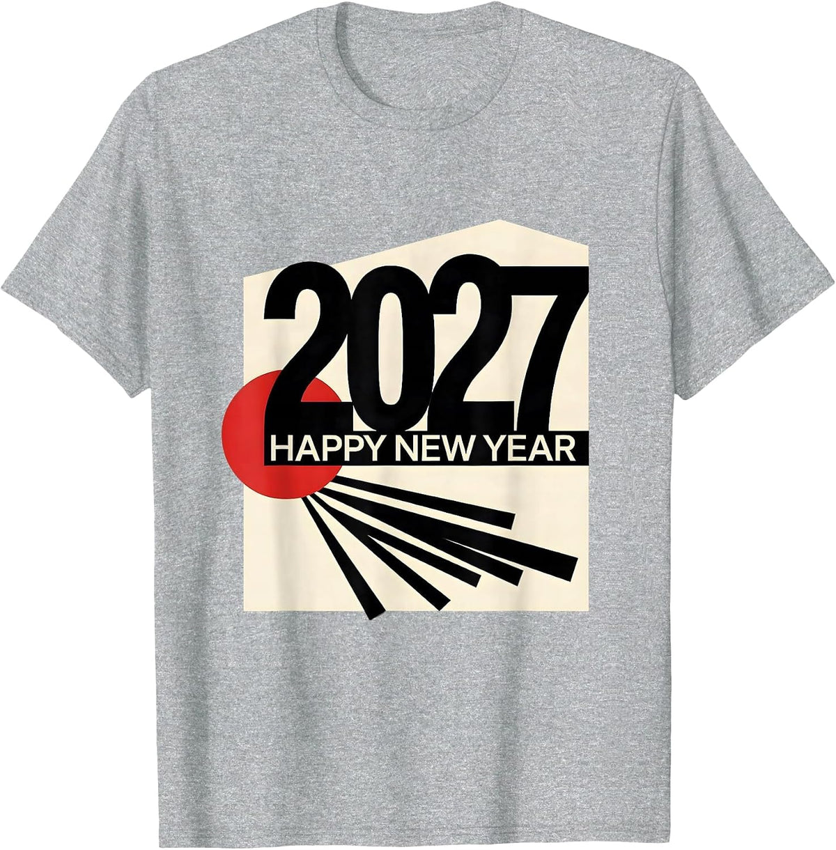 Men's Happy New Year 2027 Bauhaus Modernist Party Host Keepsake T-Shirt - Heather Grey