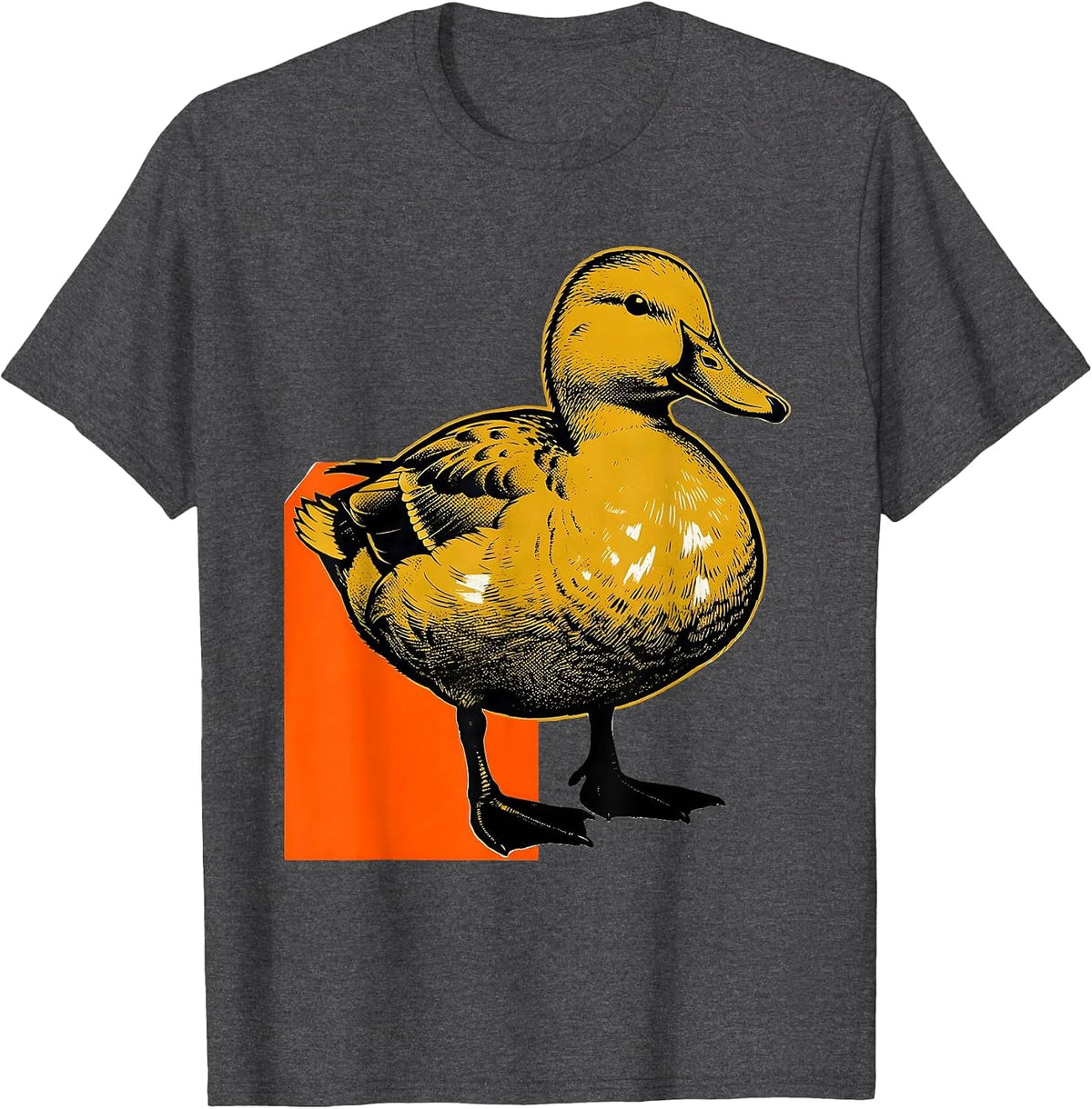 Men's Duck Split Silhouette Funny Animal Lover Humor T-Shirt - Dark Heather Grey