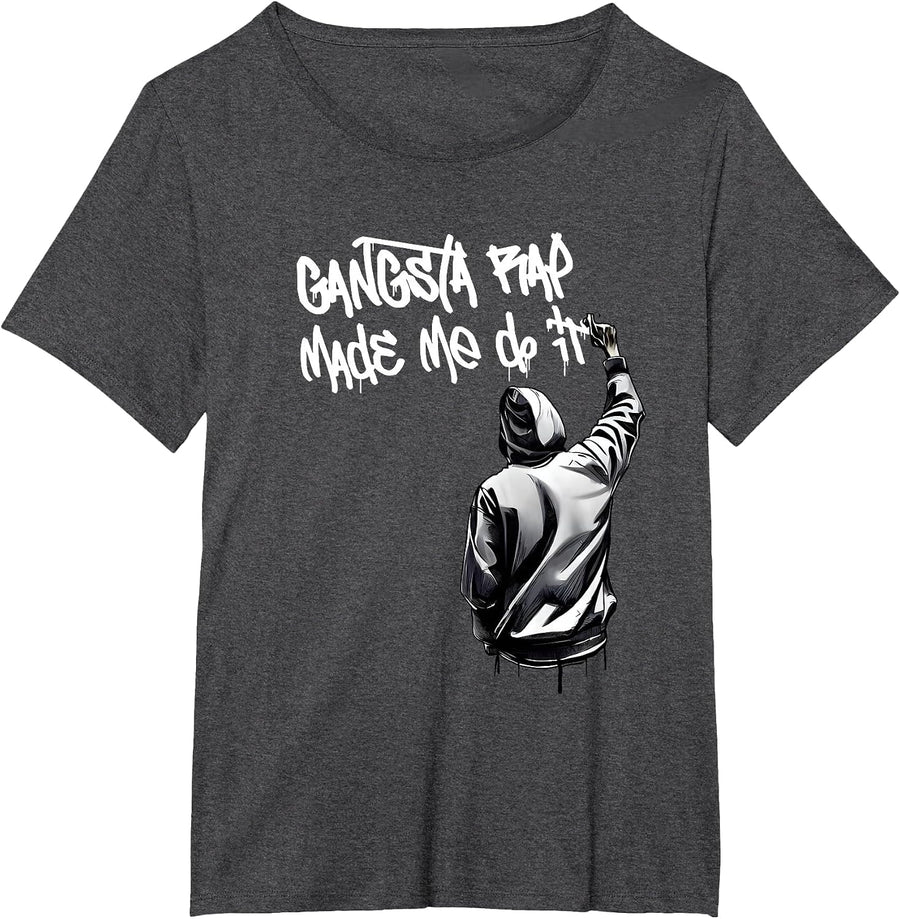 Gangsta Rap Made ME DO IT Hip hop Graffiti Art Tagging dope T-Shirt - Dark Heather Grey