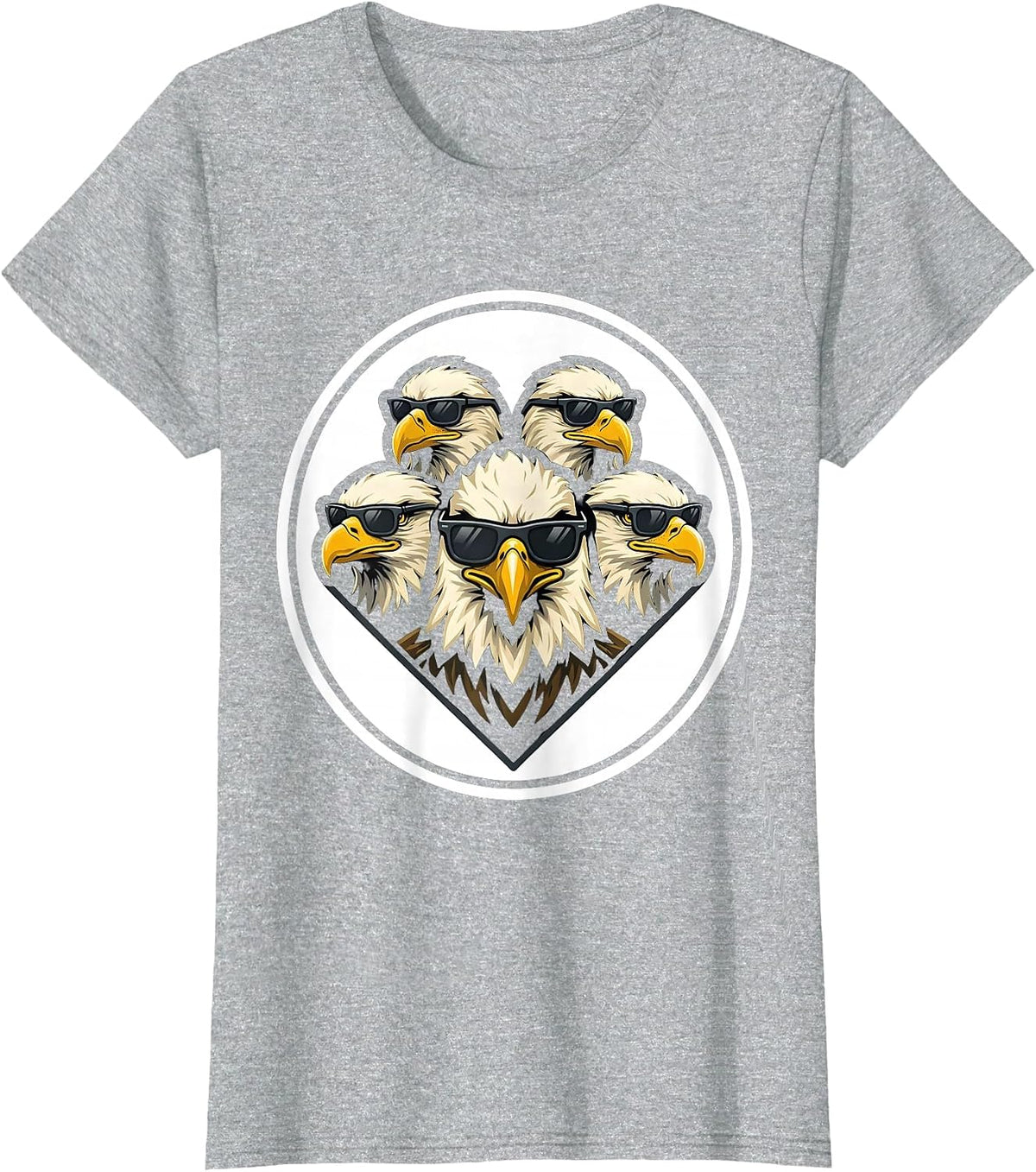 Women's Eagle Sunglasses Mascot Novelty Kids Eagle Lover T-Shirt - Heather Grey