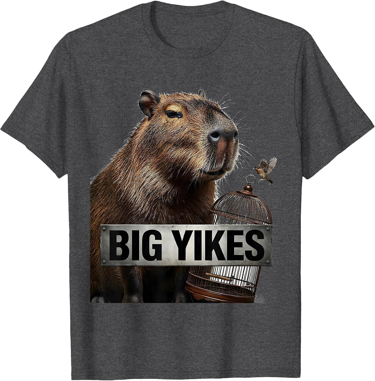 Big Yikes Funny Capybara Animal Meme Humor T-Shirt - Dark Heather Grey
