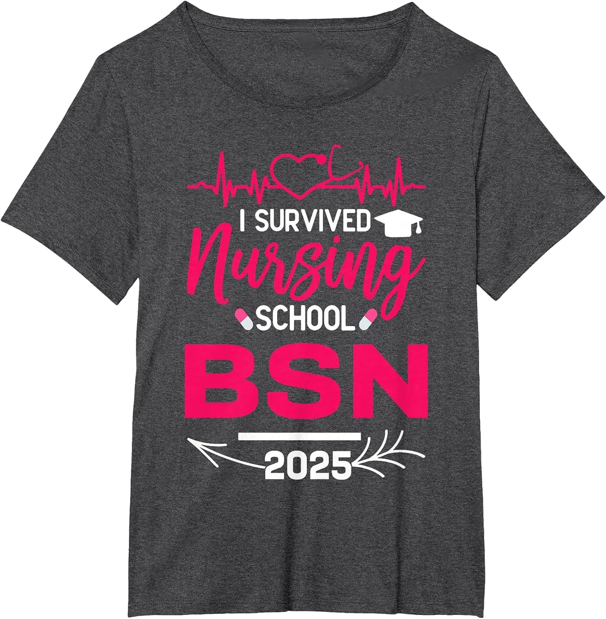 Nurse Est 2025 Rn Nursing School Graduation Graduate BSN T-Shirt - Dark Heather Grey