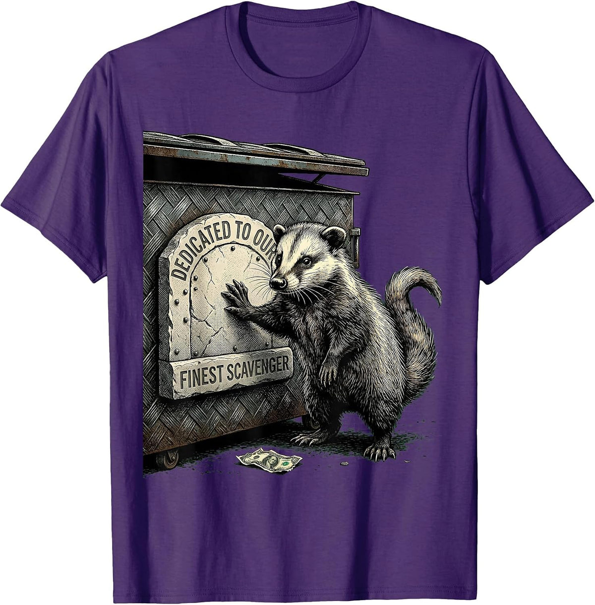Dedicated To Our Finest Scavenger Funny Opossum Meme Animal T-Shirt - Purple