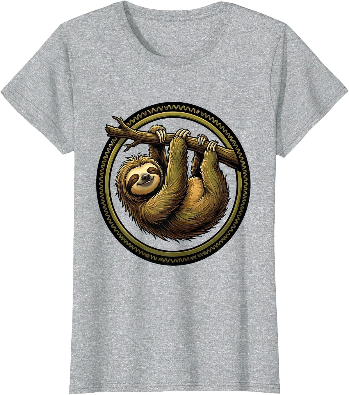 We Do Not Care Club Sloth Hanging From Branch T-Shirt - Heather Grey