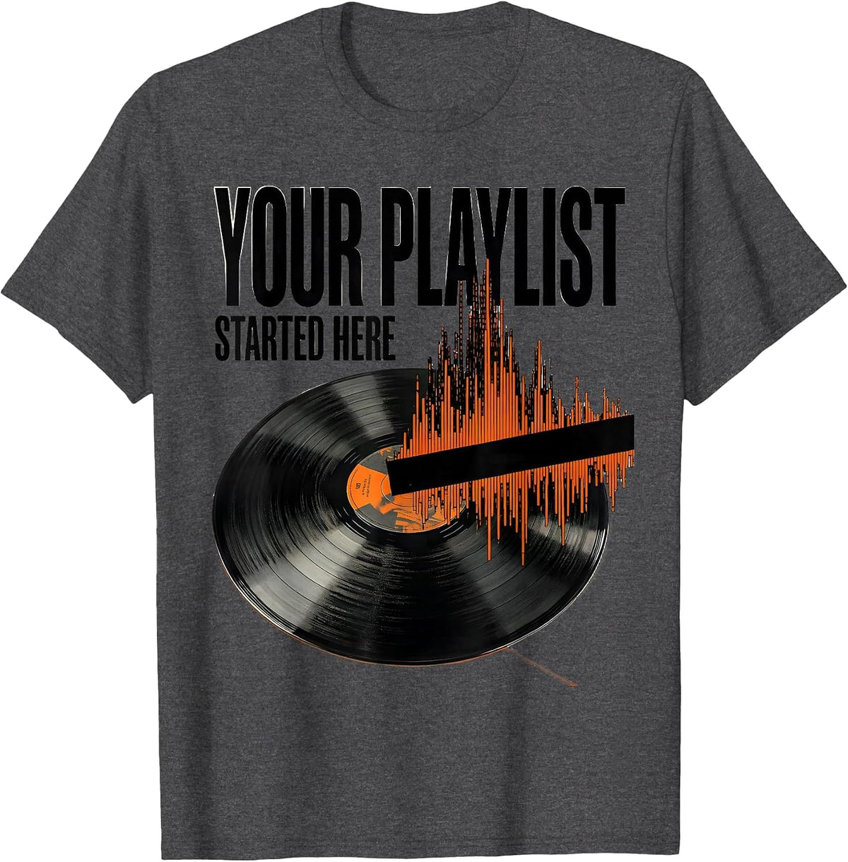 Men's Your Playlist Started Here Golden Era Hip Hop Retro Lyric T-Shirt - Dark Heather Grey