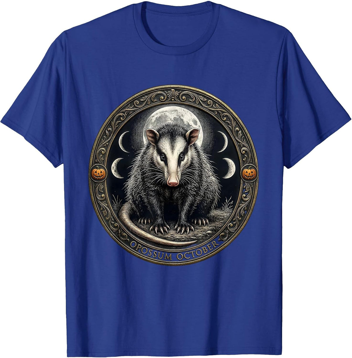 Men's Opossum October Mystic Celestial Halloween Spooky Moon T-Shirt - Royal Blue