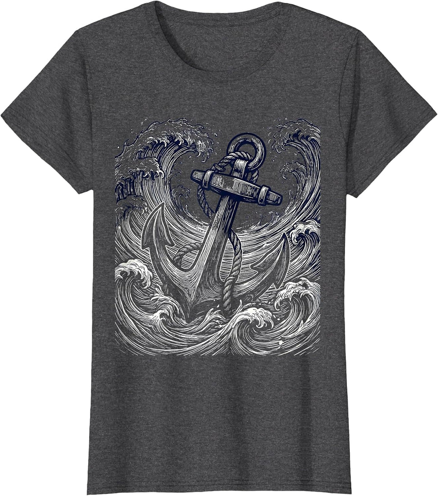 Women's Anchor in the Storm Suicide Prevention Awareness T-Shirt - Dark Heather Grey