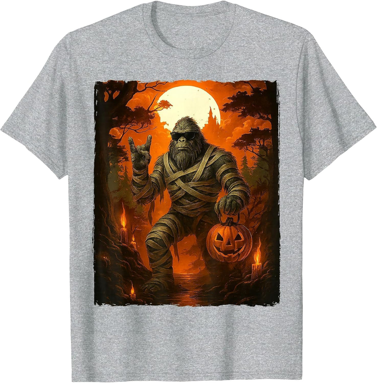 Funny Jack O Lantern Mummy Bigfoot Halloween Costumes Mens T-Shirt - Heather Grey