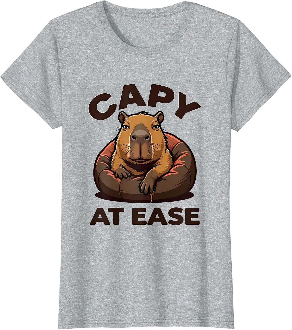 Capy at Ease Funny Capybara Meme Animal Lover Humor T-Shirt - Heather Grey