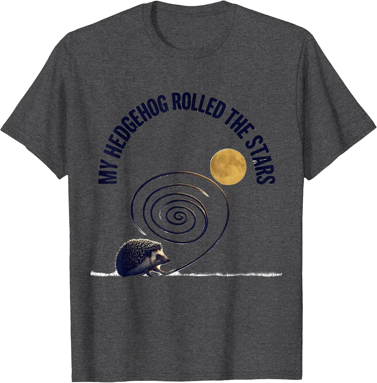 My Hedgehog Rolled The Stars Funny Van Gogh Art Parody Cat T-Shirt - Dark Heather Grey