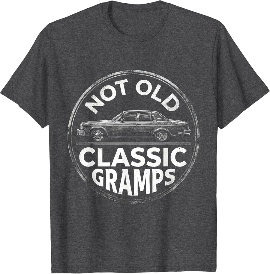 Men's Not Old Classic Gramps Funny Grandpa Classic Car Lover Gift T-Shirt - Dark Heather Grey