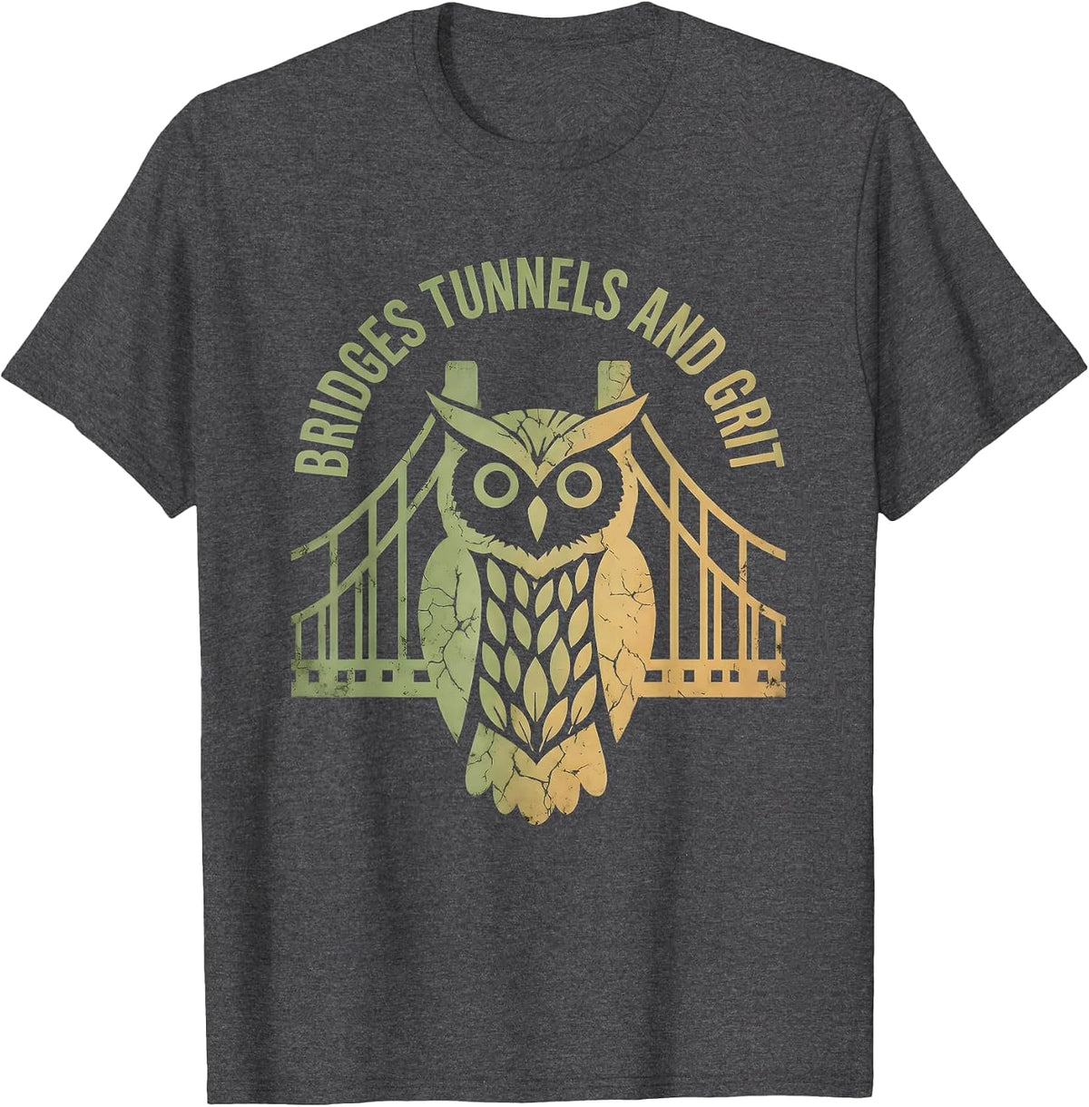 Bridges Tunnels and Grit New York Design T-Shirt - Dark Heather Grey