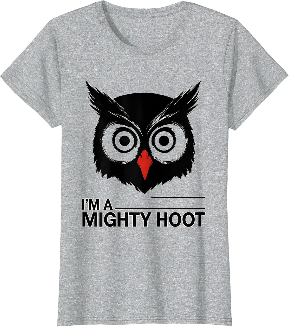 Women's I'm A Mighty Hoot Funny Owl Lover Retro Bird Humor T-Shirt - Heather Grey