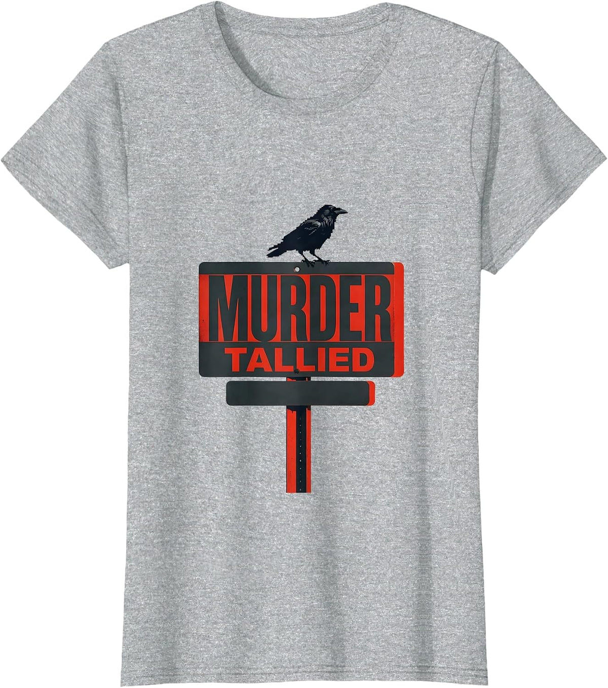 Women's Murder Tallied Minimalist Crow Dark Humor Bird Lover T-Shirt - Heather Grey