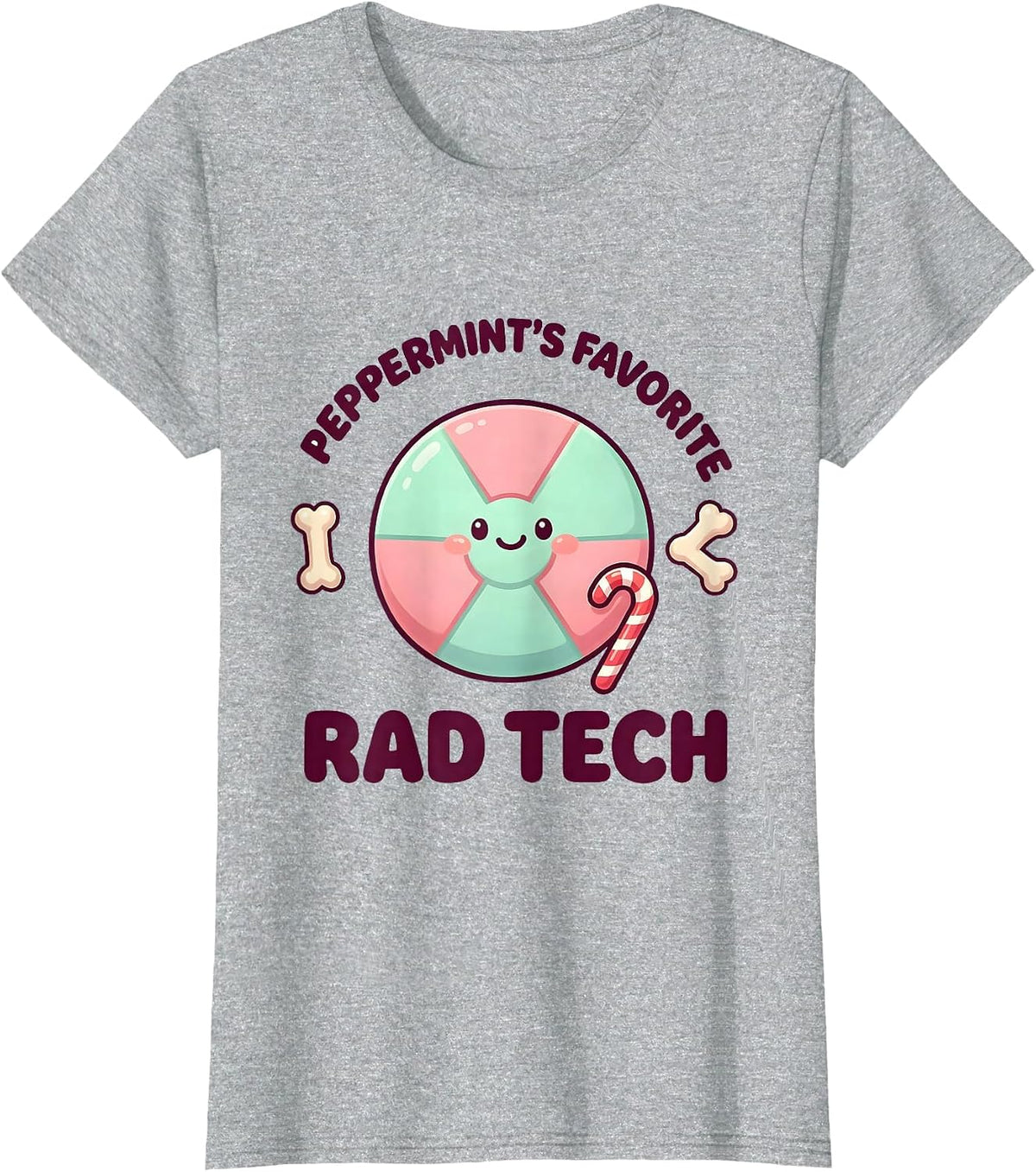 Women's Peppermint's Favorite Rad Tech Cute Kawaii Radiology Tech T-Shirt - Heather Grey