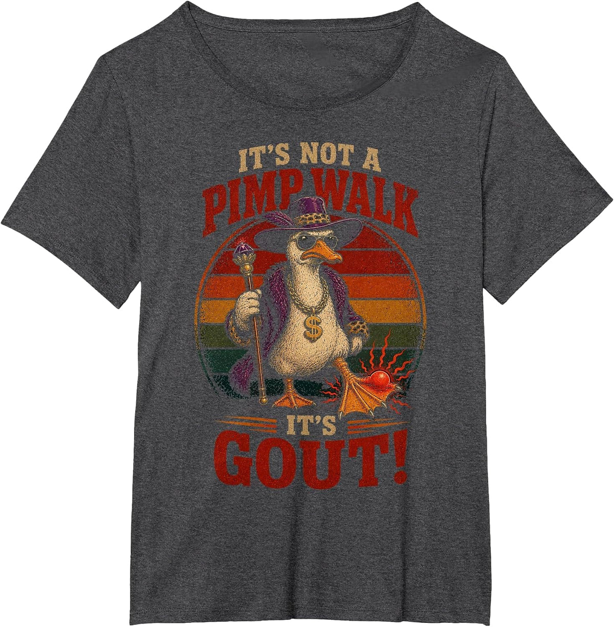 Its Not a Pimp Walk It's Gout Funny Goose Meme Old Man Gag T-Shirt - Dark Heather Grey