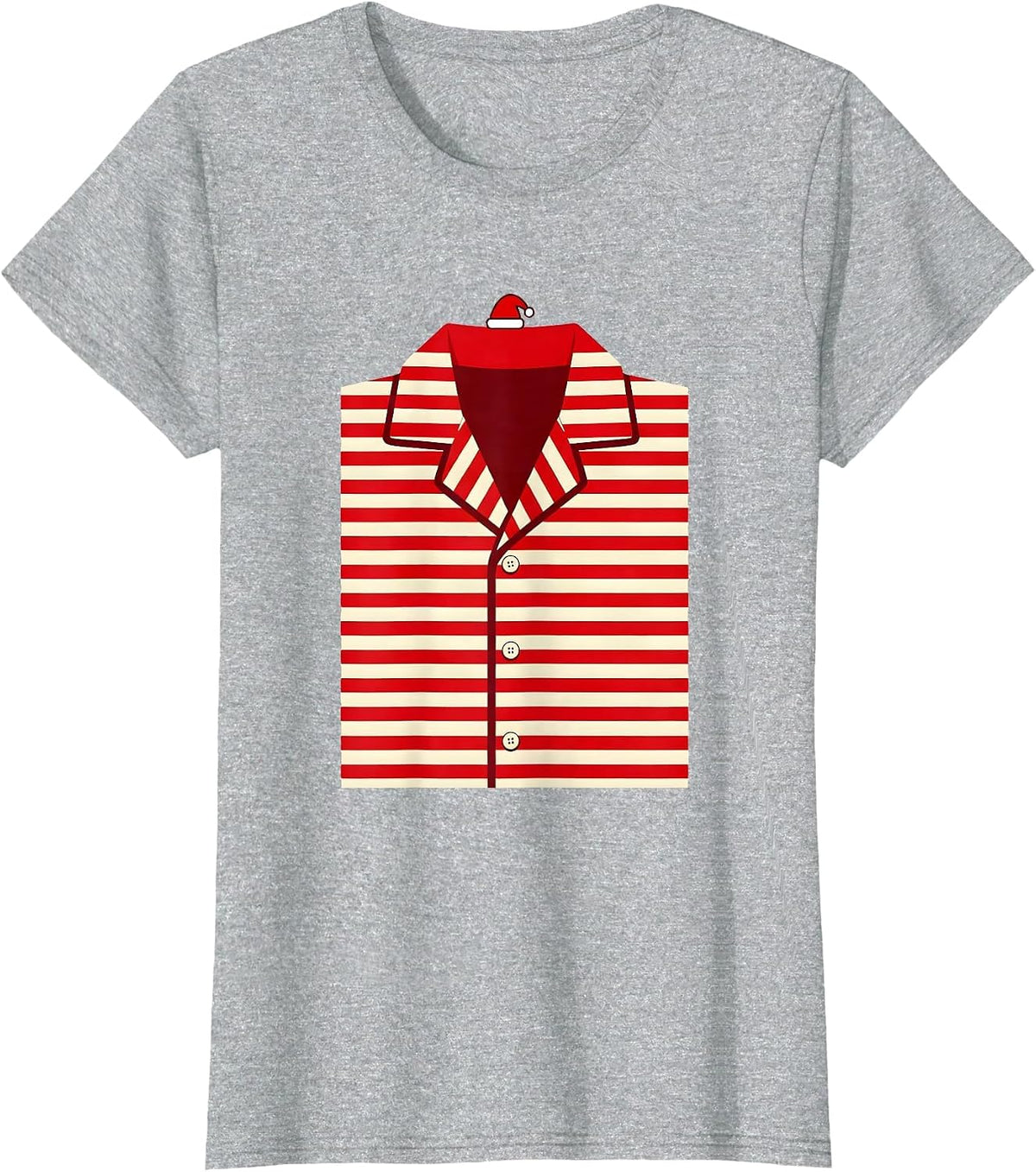 Women's Folded Pajama Fragment Minimalist Christmas Novelty T-Shirt - Heather Grey
