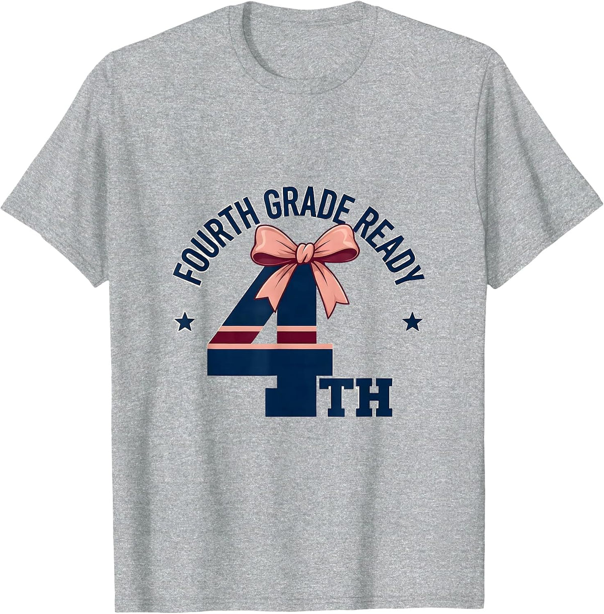 Men's Fourth Grade Ready Coquette Bow Back to School Girl T-Shirt - Heather Grey