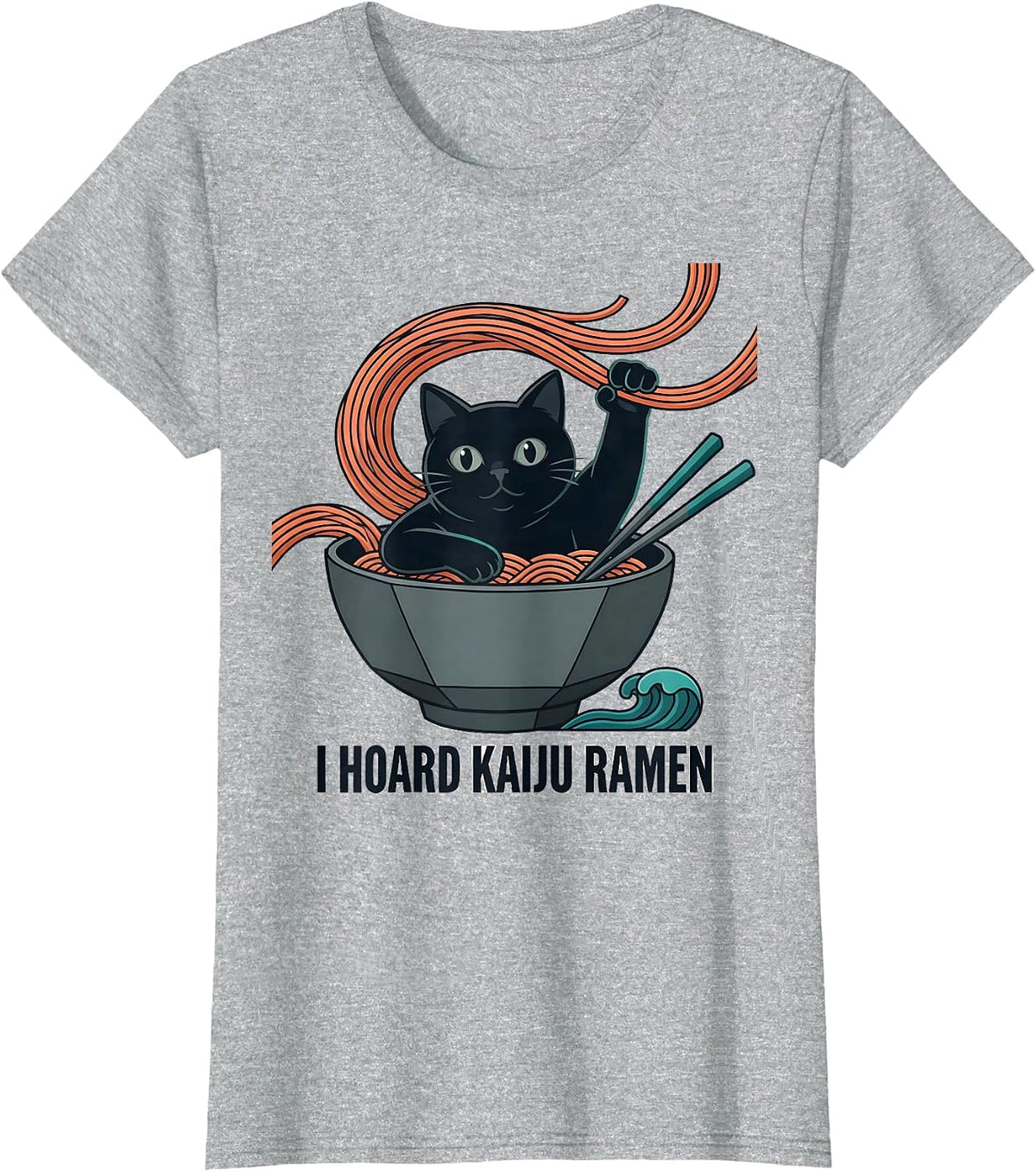 I Hoard Kaiju Ramen Funny Cat Anime Ramen Lover Gift T-Shirt - Heather Grey