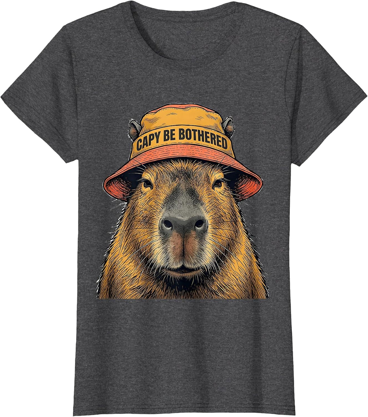 Women's Capy Be Bothered Funny Capybara Meme Animal Lover Humor T-Shirt - Dark Heather Grey