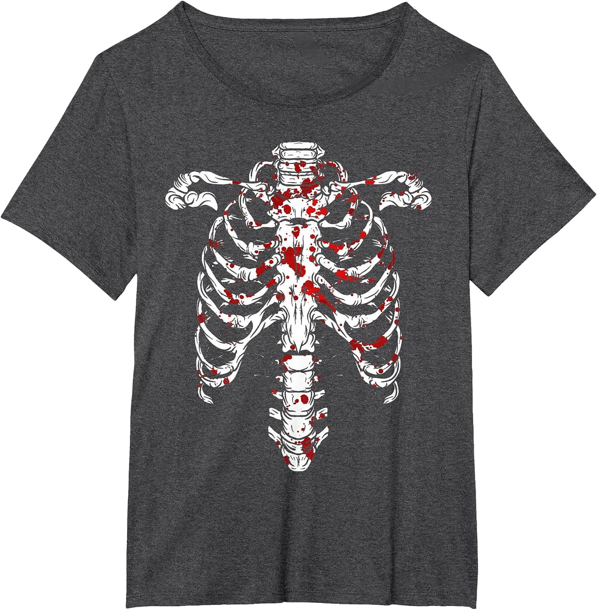 Macabre Bloody Ribcage Skeleton T-Shirt - Dark Heather Grey