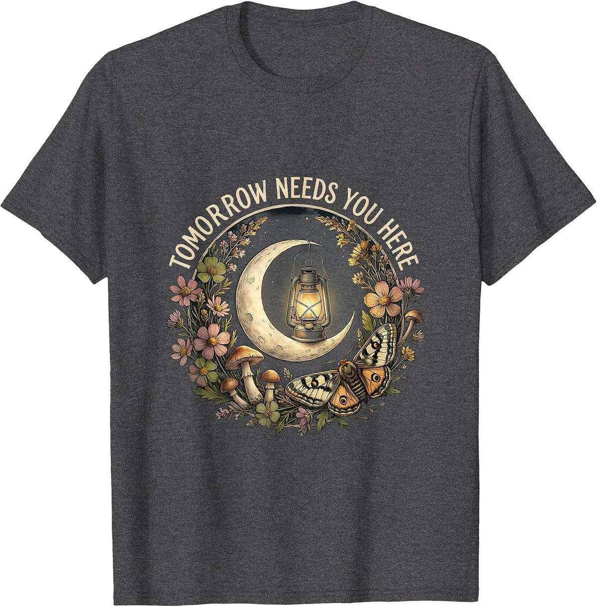 Men's Tomorrow Needs You Here Suicide Prevention Design T-Shirt - Dark Heather Grey