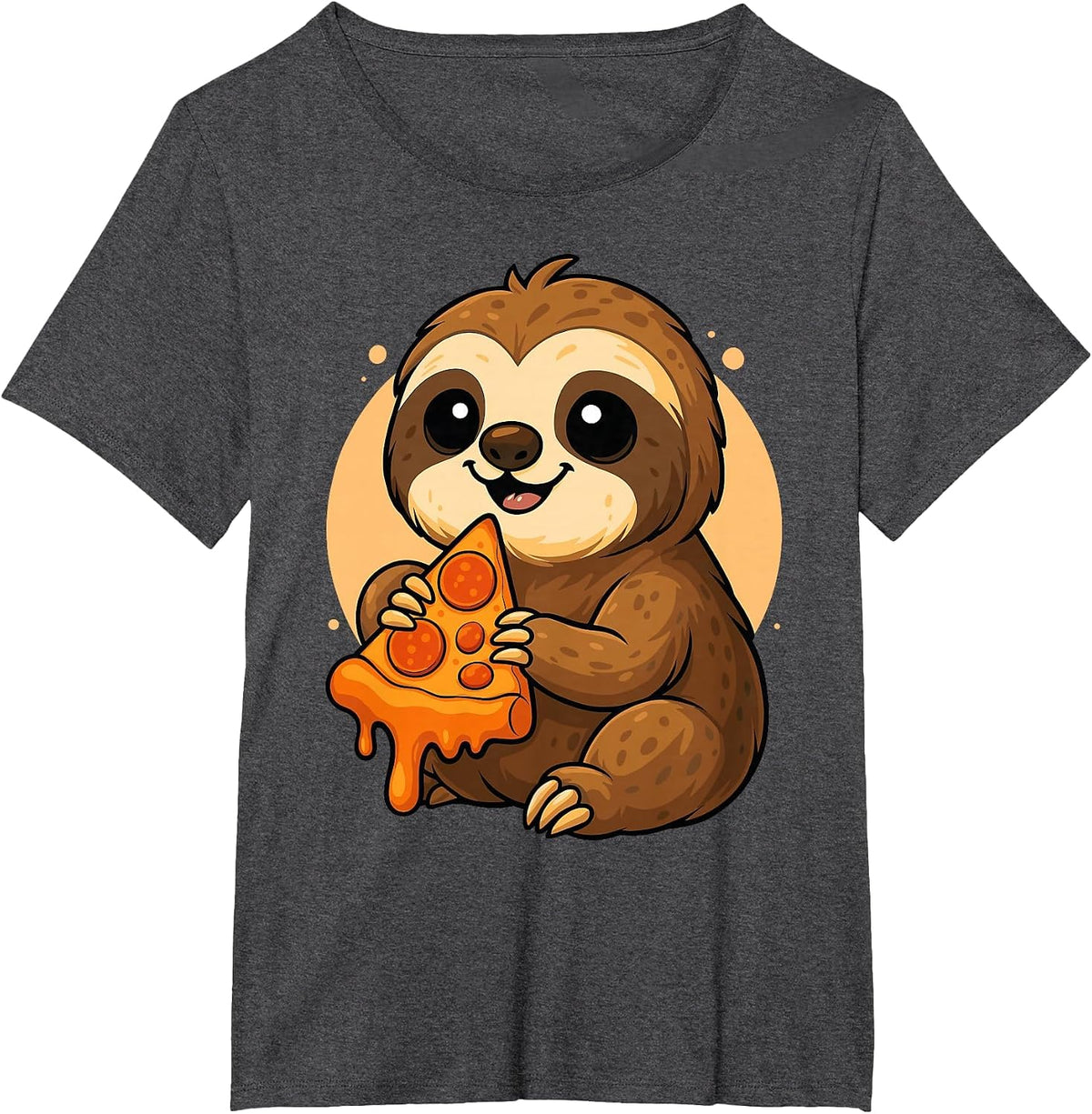 Funny Sloth Food Pizza Graphic Boys Girls Sloth Lovers T-Shirt - Dark Heather Grey