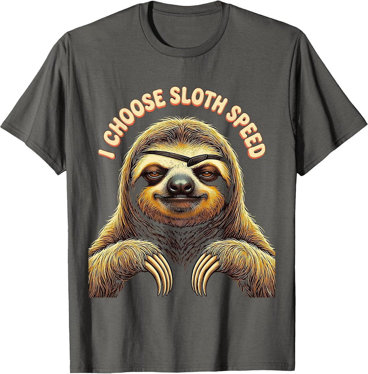 I Choose Sloth Speed Funny Sloth Lover Humor Casual T-Shirt - Asphalt Grey