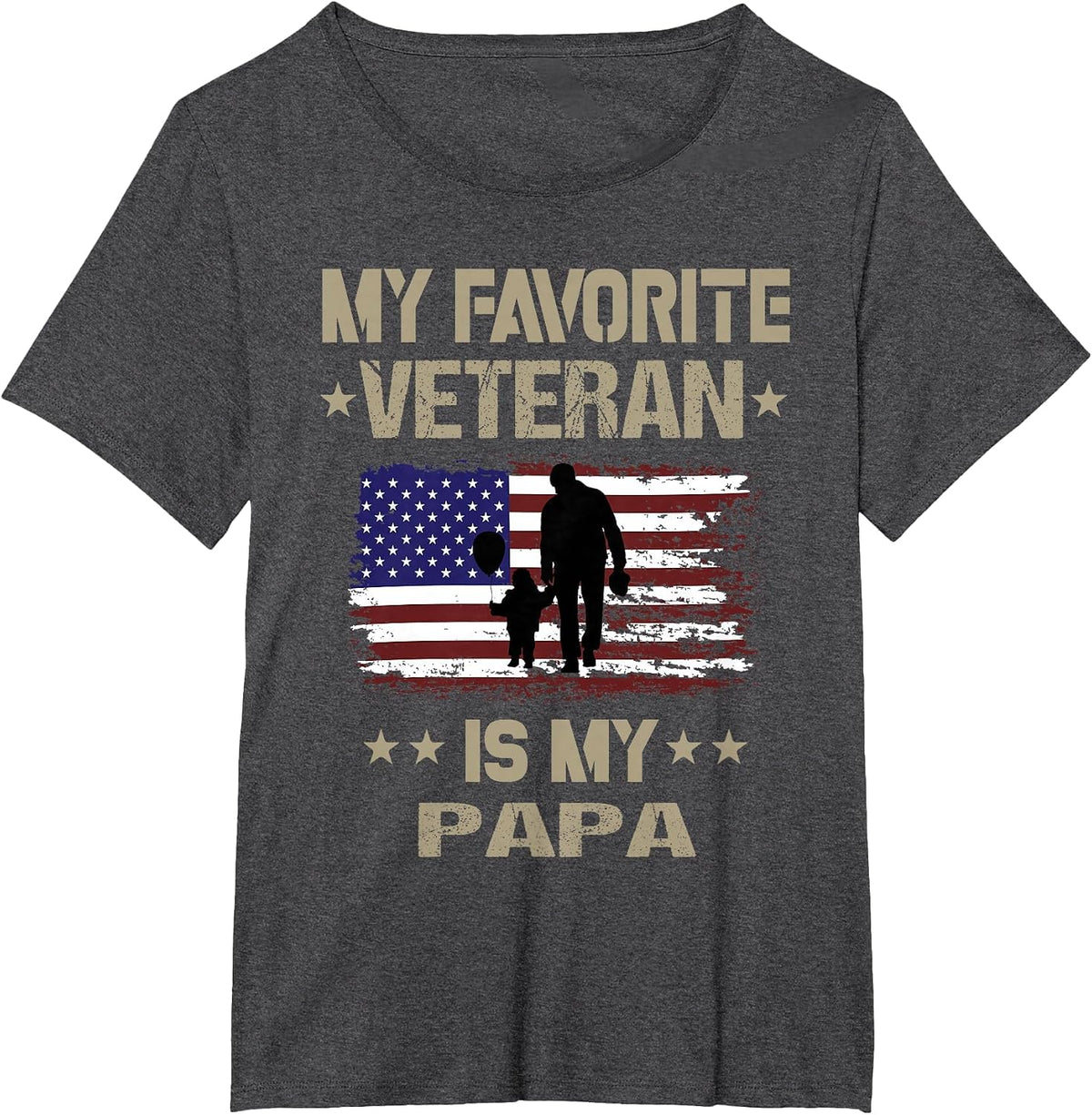 My Favorite Veteran is My PaPa Veterans Day Kids T-Shirt - Dark Heather Grey