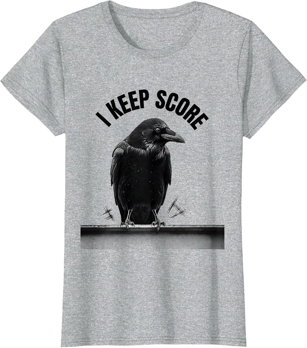 I Keep Score Dark Humor Crow Raven Gothic Halloween T-Shirt - Heather Grey