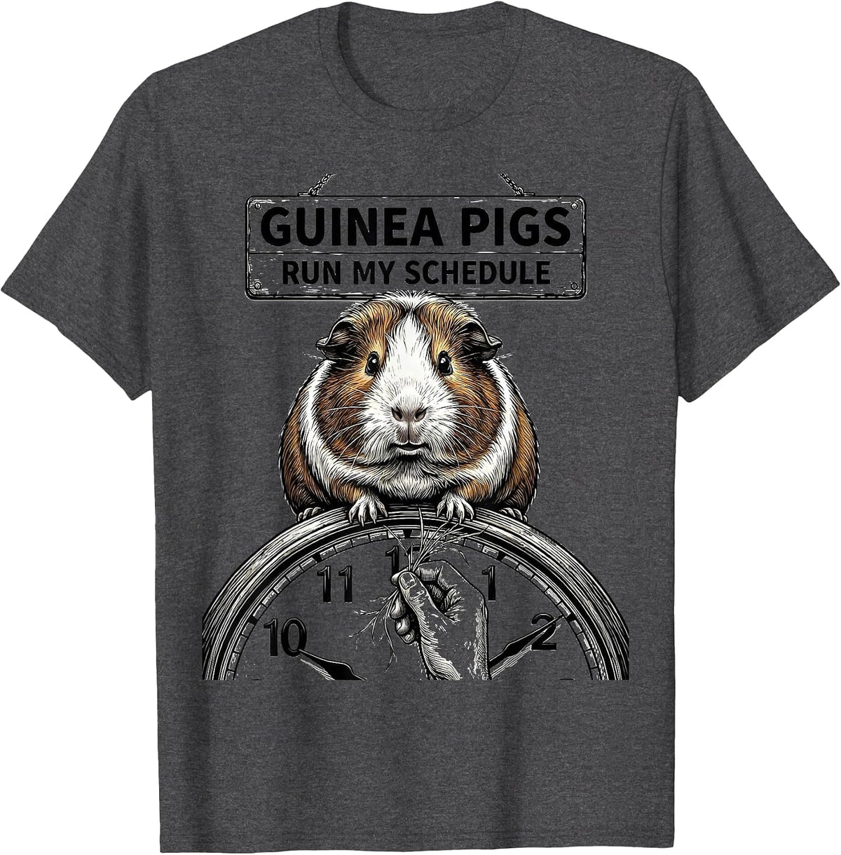 Guinea Pigs Run My Schedule Funny Pig Lover Farm Animal T-Shirt - Dark Heather Grey