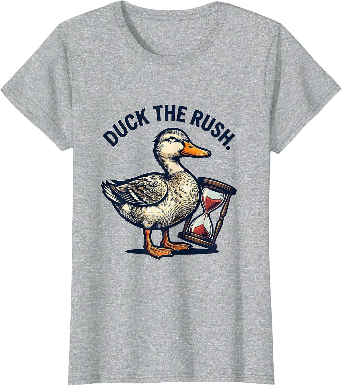 Women's Duck The Rush Sarcastic Duck Novelty Humor Gift T-Shirt - Heather Grey