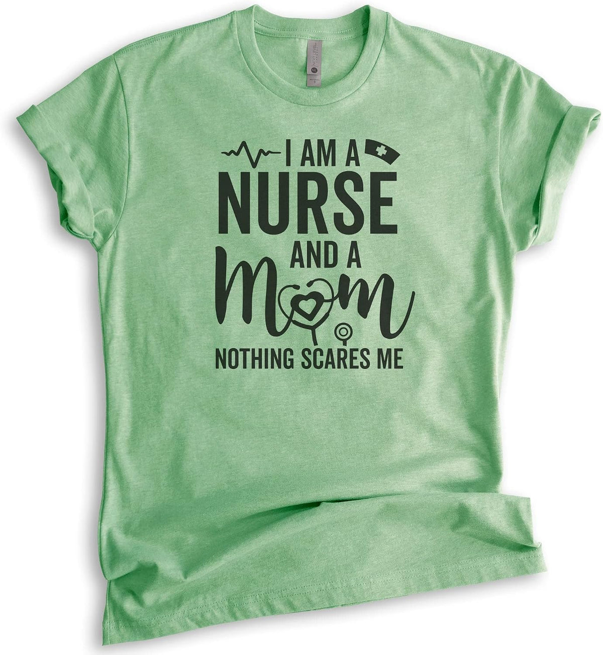 I Am A Mom and A Nurse Shirt, Unisex Women's Tee, RN Mom Nurse Tee - Heather Apple Green