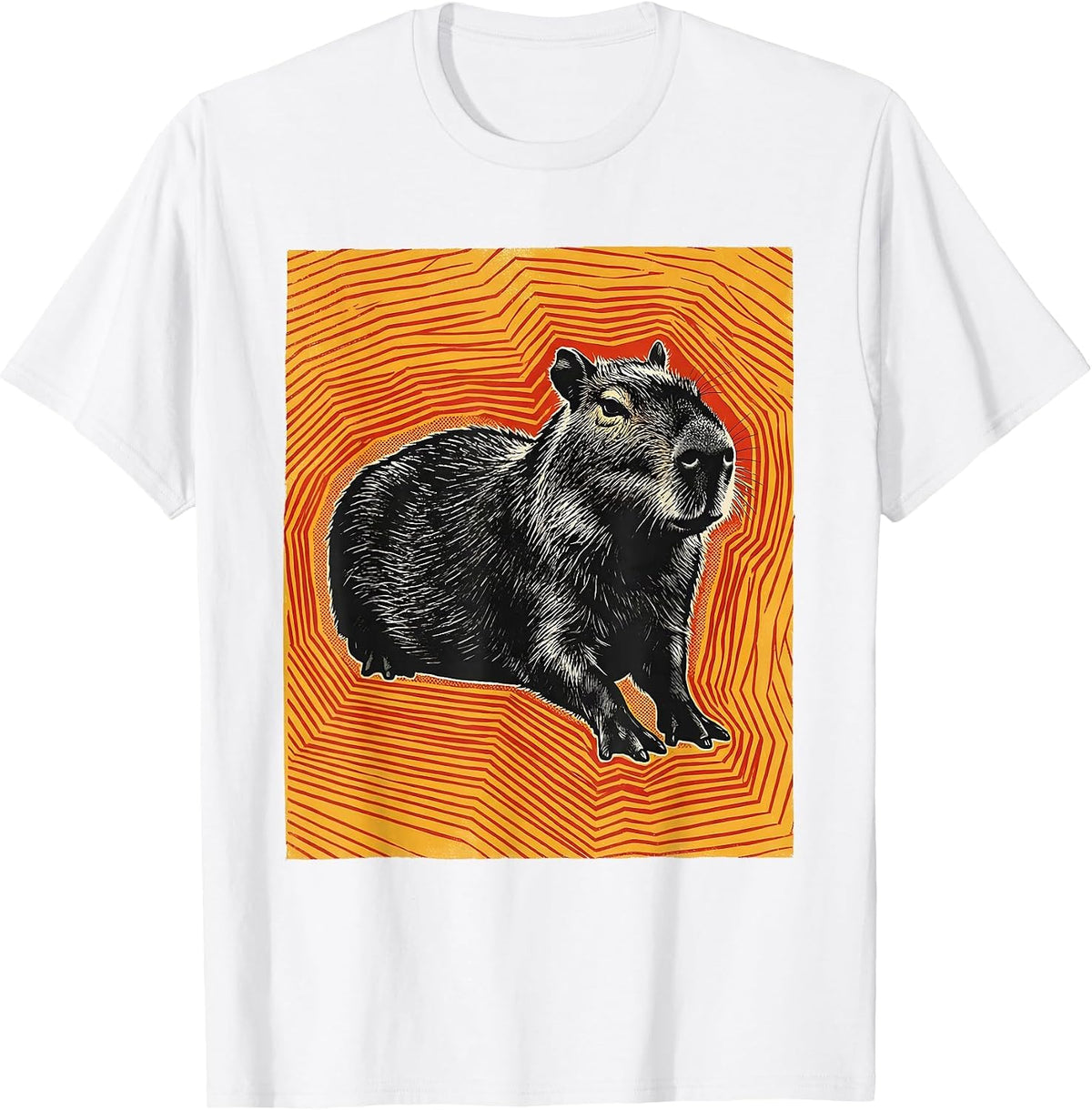 Men's Low Capybara Screenprint Poster Animal Humor T-Shirt - White