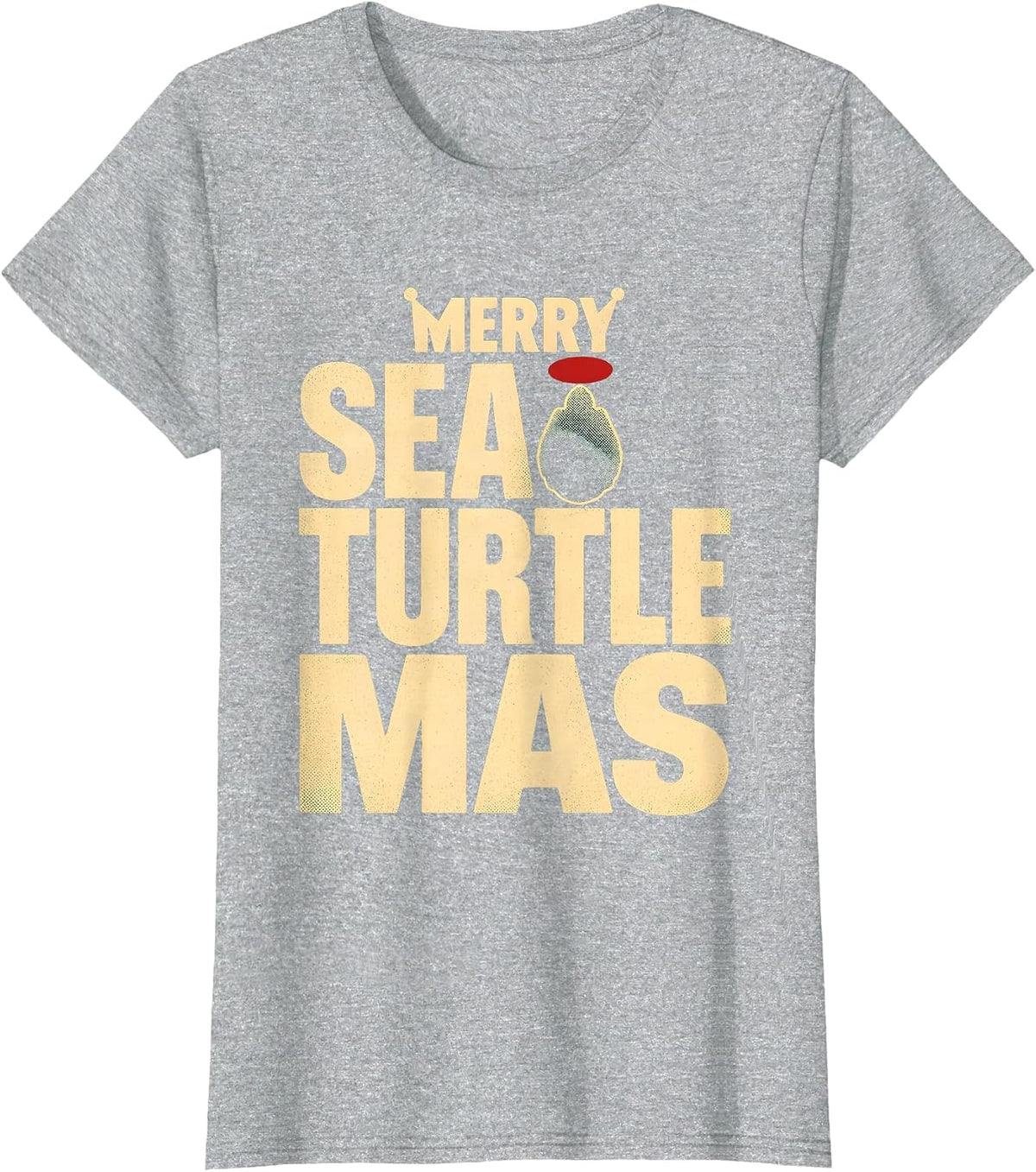 Women's Merry Sea Turtlemas Whimsical Novelty Christmas Sea Turtle T-Shirt - Heather Grey