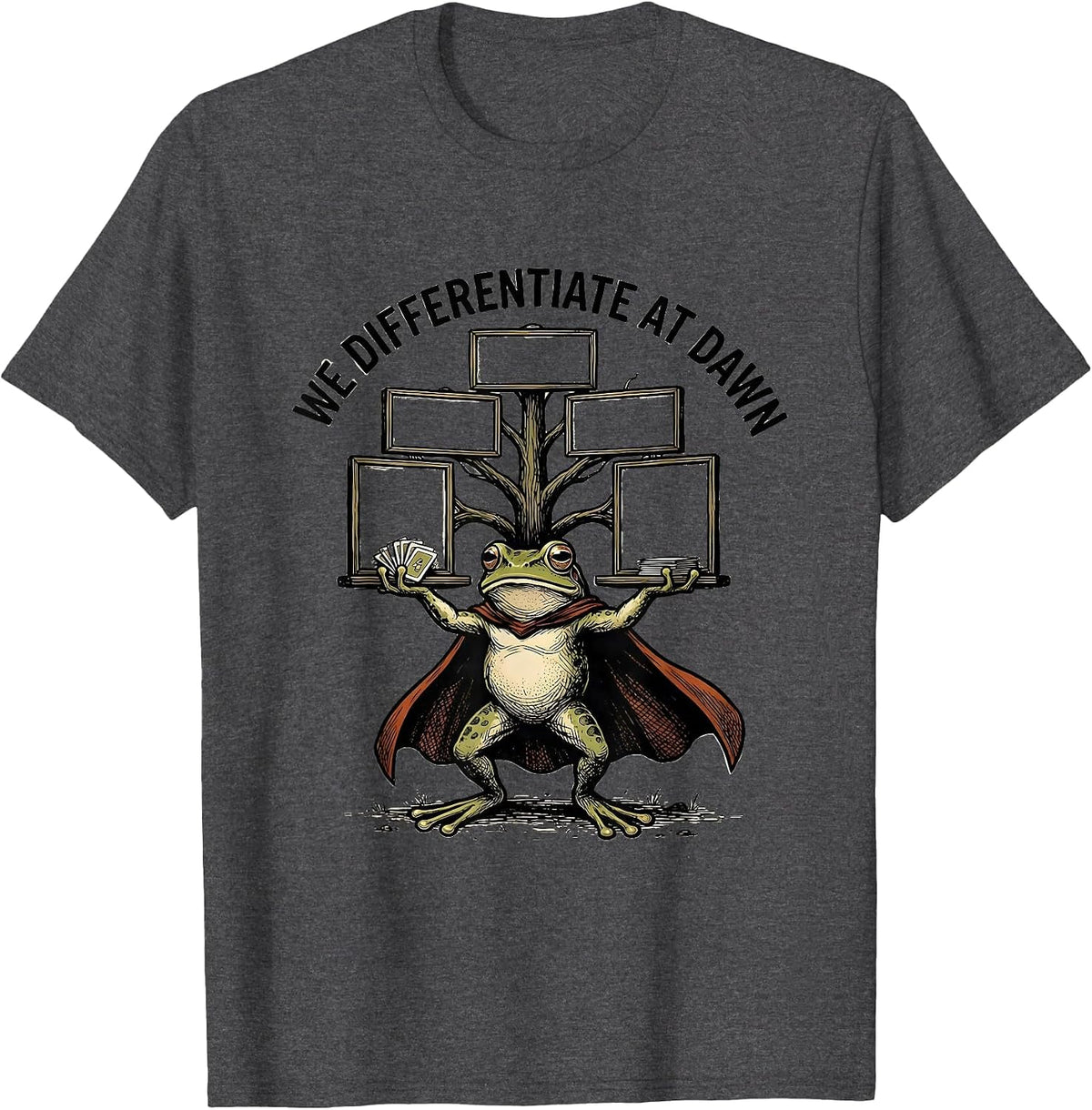 Men's We Differentiate At Dawn Funny Frog Teacher Back to School T-Shirt - Dark Heather Grey