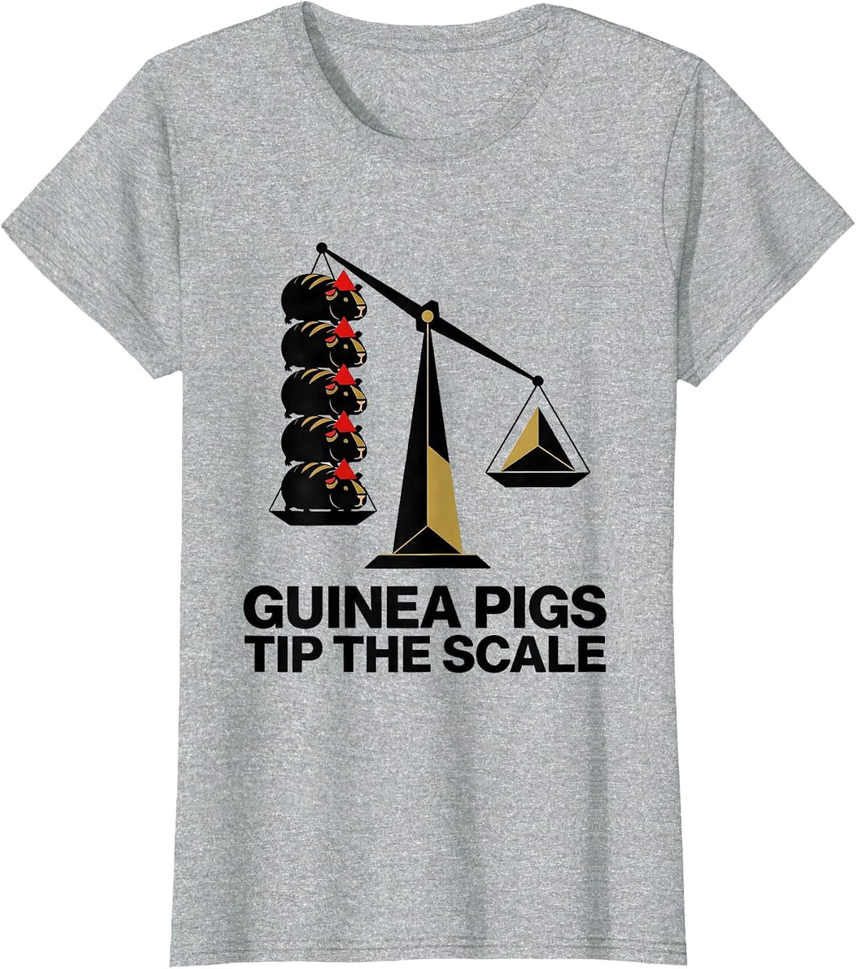 Women's Guinea Pigs Tip The Scale Geometric Guinea Pig Christmas T-Shirt - Heather Grey